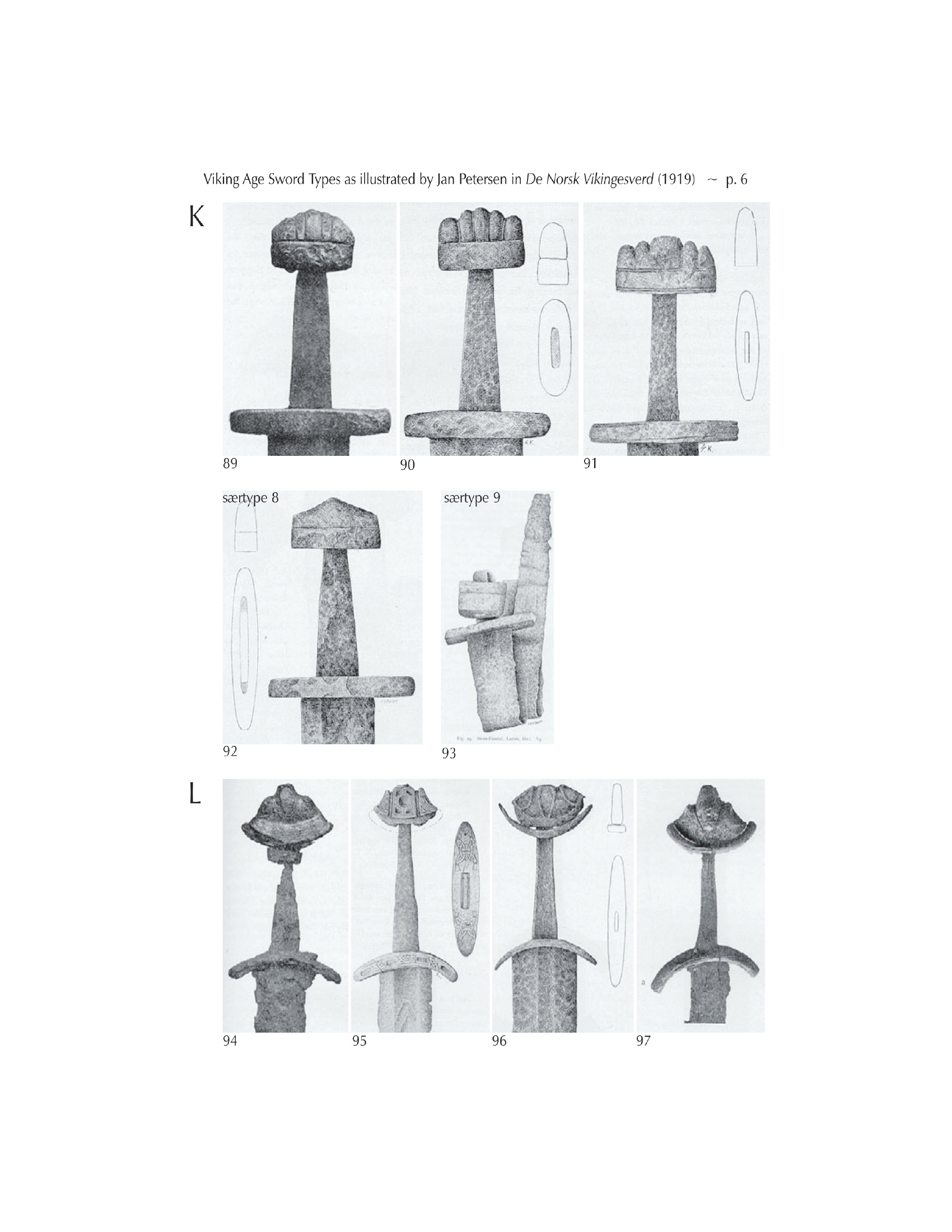 Viking sword types K and L showing transition in Viking sword evolution
